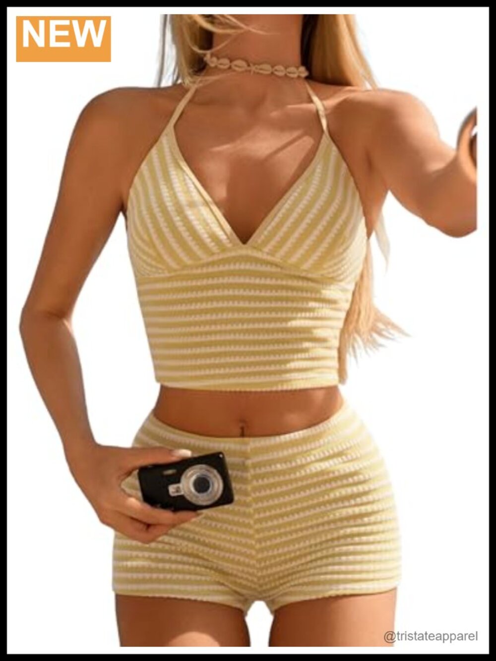 ZAFUL Women's Tankini Swimsuits V Neck Halter Top with Boyshorts Bottom